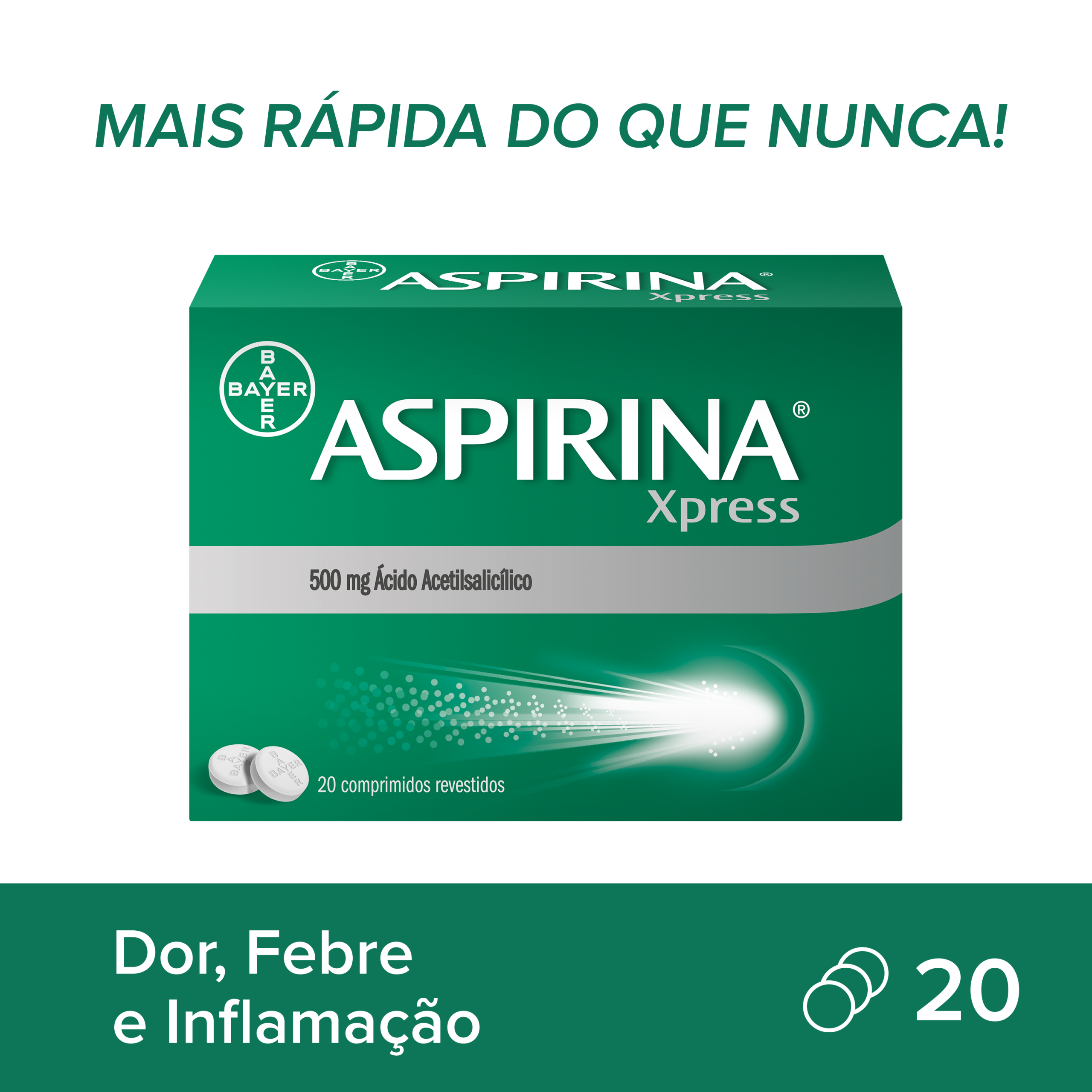Aspirina Xpress 500mg 20 Comprimidos