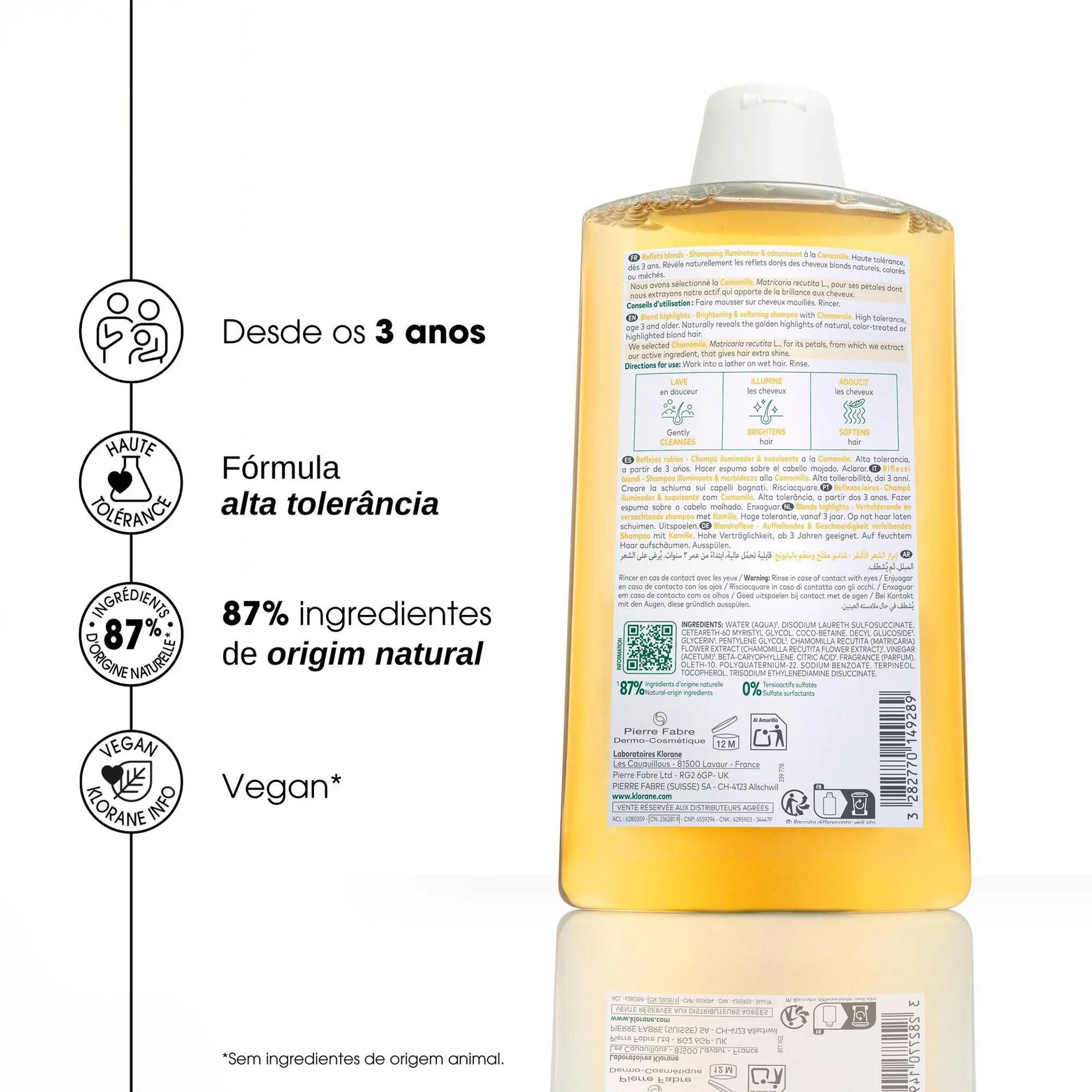 Klorane Shampoo Camomila Limpa e Ilumina 400 ml 2 Klorane Shampoo Camomila Limpa e Ilumina 400 ml - Image 2