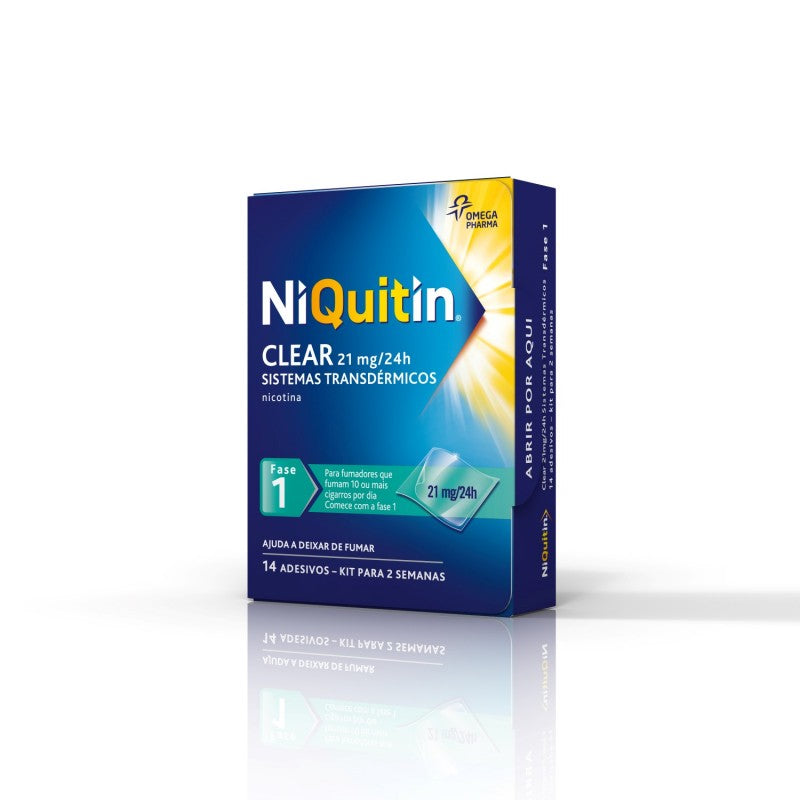 NiQuitin Clear, 21 mg/24 h x 14 Sistéma Transdérmico