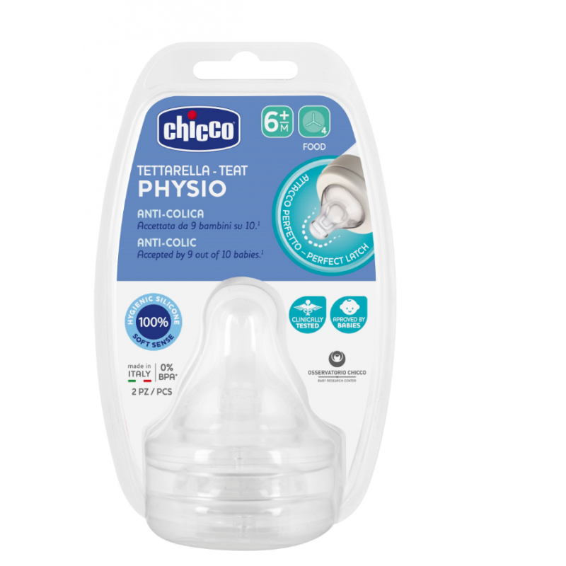 Chicco Tetina Physio Silicone 6M+  X2