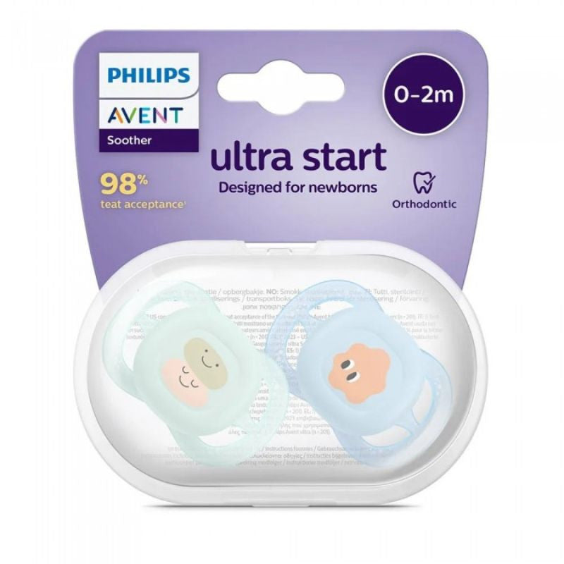 Philips Avent Ultra Start 2 Chupetas Menta/Azul Bonecos 0-2m