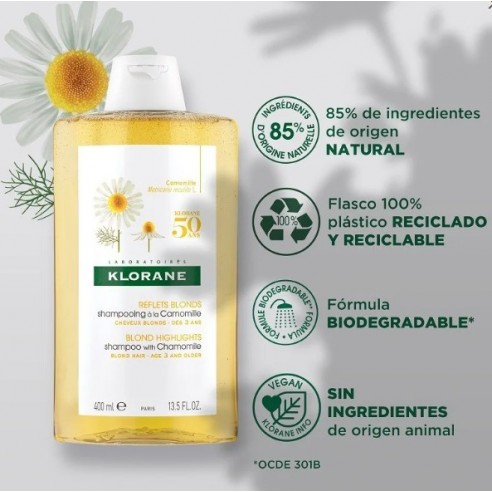 Klorane Shampoo Camomila Limpa e Ilumina 400 ml 1 Klorane Shampoo Camomila Limpa e Ilumina 400 ml