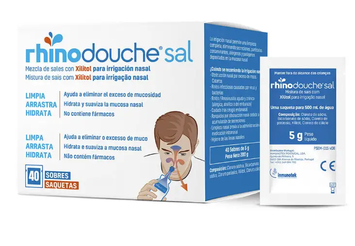 RhinoDouche Sal Lavagem nasal com xilitol, 40 Saqueta 5g