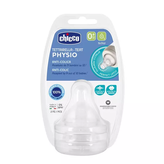 Chicco Tetina Physio Silicone 0M+ Lento X2
