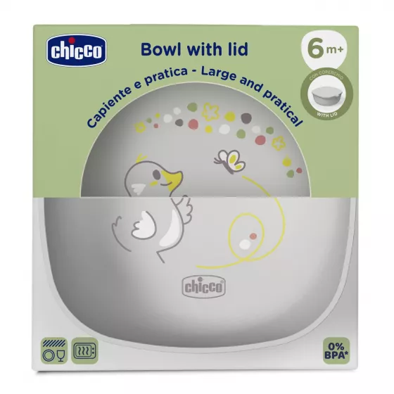 Chicco Tigela C/Tampa Cinza 6M+