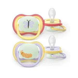7584565 philips avent chupeta eco ultra air nighttime borboleta e minhoca 0 6m x2