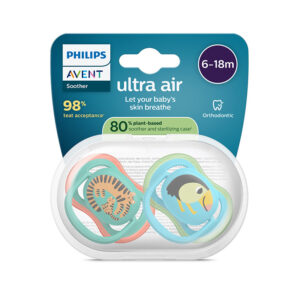 Philips Avent Ultra Air Chupeta Leopardo e Tucano 6-18M | 2 Chupetas Silicone