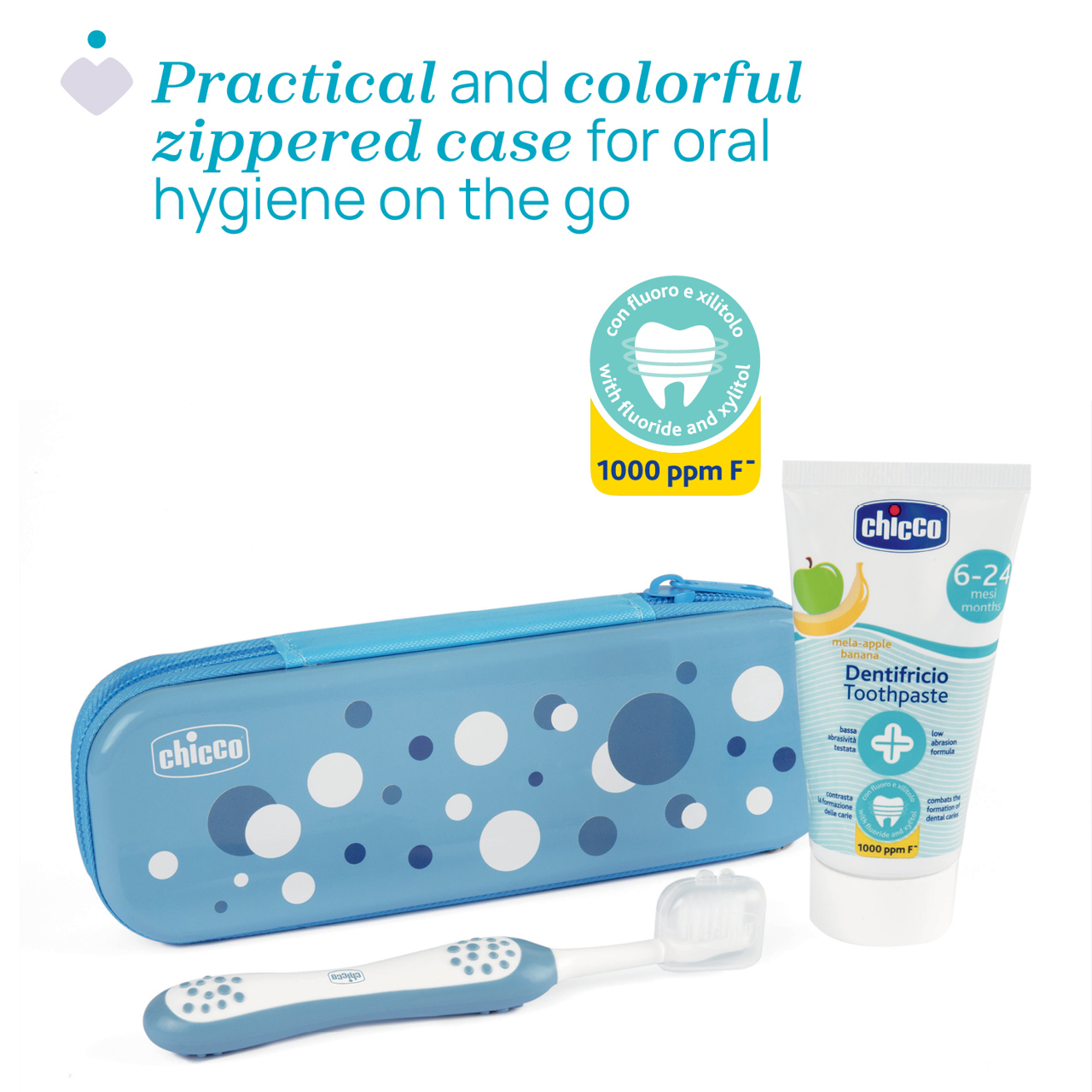 Chicco Conjunto de Higiene Oral Azul 6M+ 1 Chicco Conjunto de Higiene Oral Azul 6M+