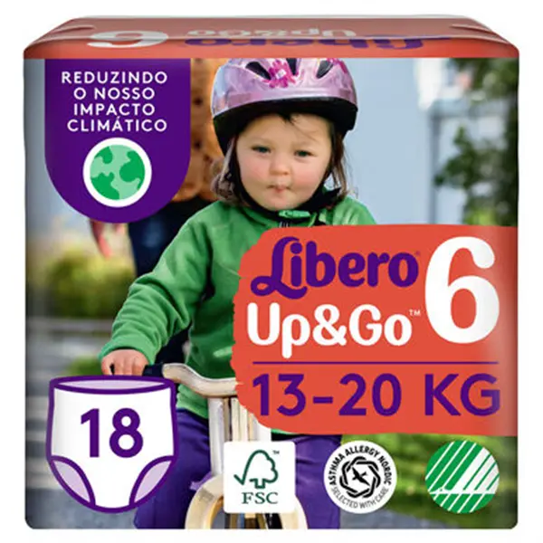 Libero Up&go Fraldas Tamanho 6  13/20 Kg  x18 Unidades