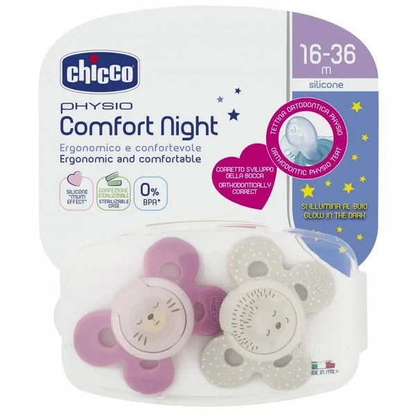 Chicco Chupeta Silicone Physio Comfort Night Menina 16-36M