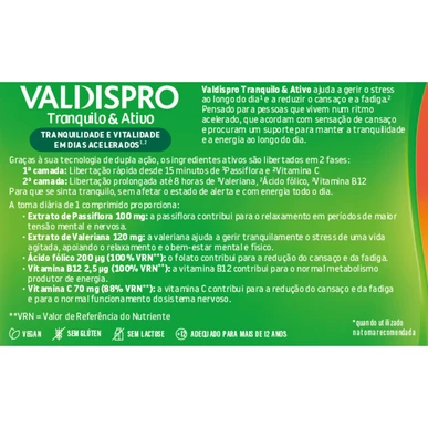 Valdispro Tranquilo & Ativo Comprimidos X30 - Image 2
