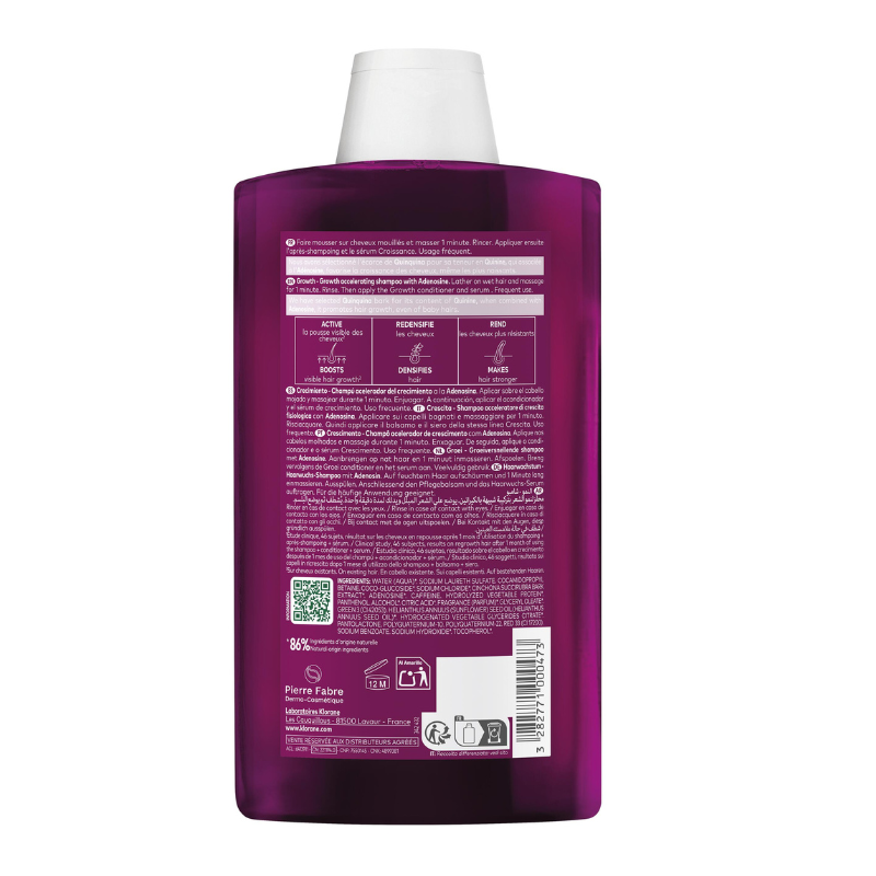 Klorane Quinina Champô Acelerador de Crescimento 400ml | Fortalece e Redensifica - Image 2