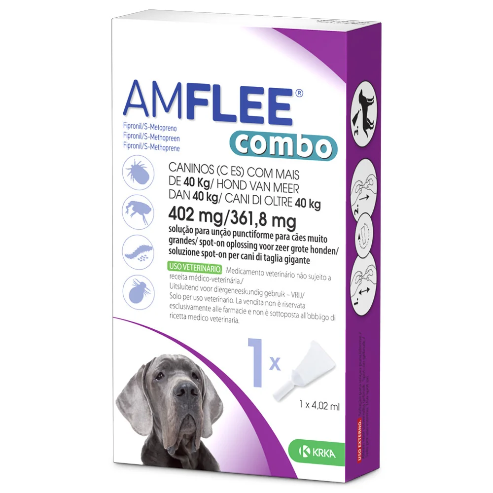 Amflee Combo Cão +40 kg 402/361,8 mg – 1 Pipeta 1 Amflee Combo Cão +40 kg 402/361,8 mg – 1 Pipeta