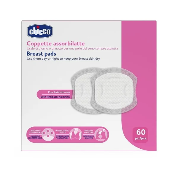 Chicco Discos Absorventes Antibacterianos Amamentação 60 Unidades