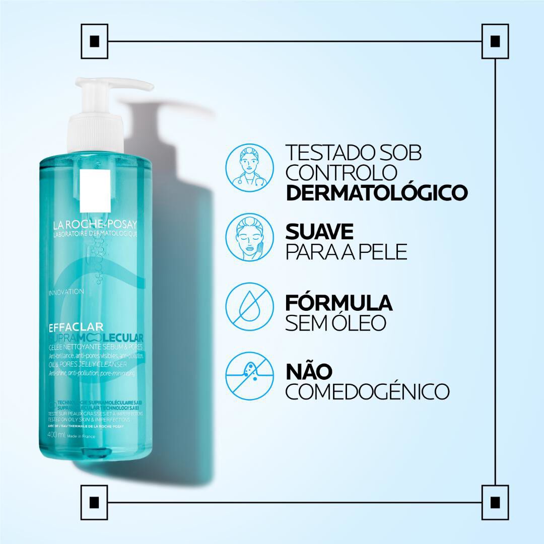 La Roche-Posay Effaclar SupraMolecular Gel de Limpeza 400ml 1 La Roche-Posay Effaclar SupraMolecular Gel de Limpeza 400ml